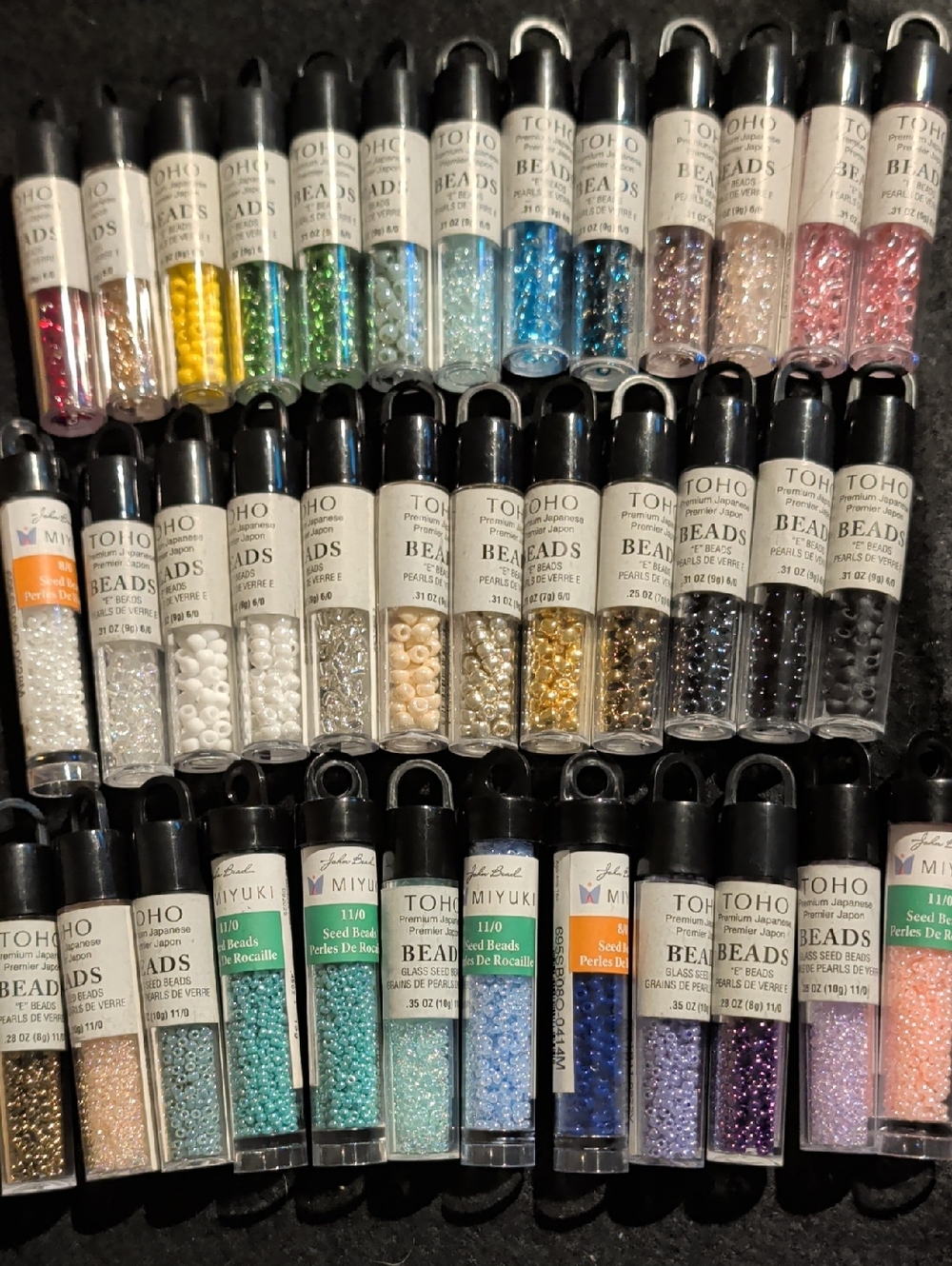 Toho & Some Miyuki Glass Seed Beads 38 Tube Lot